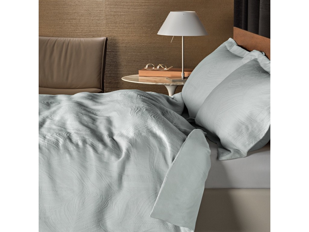 Design Port Linen Leaf Jacquard Cotton Duck Egg Duvet Cover Sets
